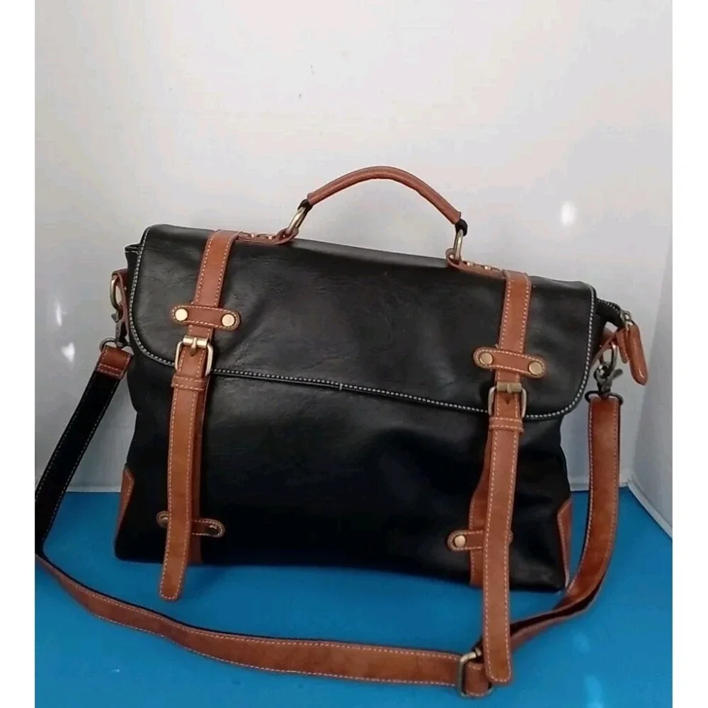 Kenox Leather briefcase for men 16 inch laptop messenger bag satchel compute...